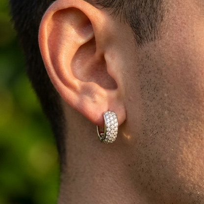 925 Sterling Silver 14mm Diamond Huggie Round Shape Earring
