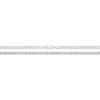 925 Sterling Silver Mens 3.5mm Pave Curb Chain