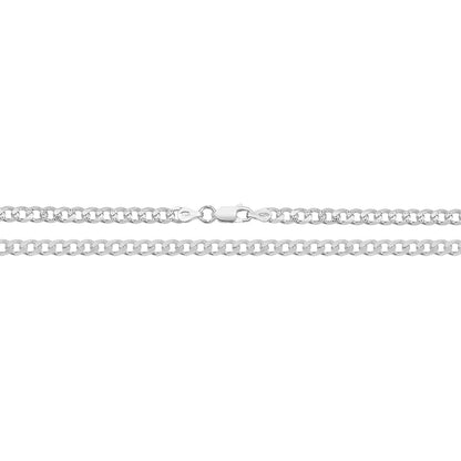 925 Sterling Silver Mens 4.5mm Pave Curb Chain