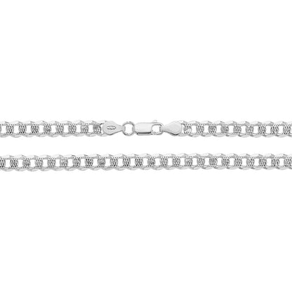 925 Sterling Silver Mens 5.5mm Pave Curb Chain
