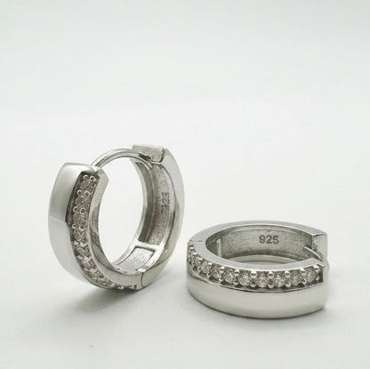 925 Sterling Silver Mens 15mm Huggies Earring