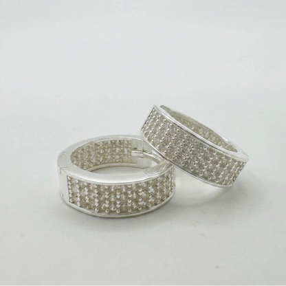 925 Sterling Silver 15mm Diamond Huggie Earring