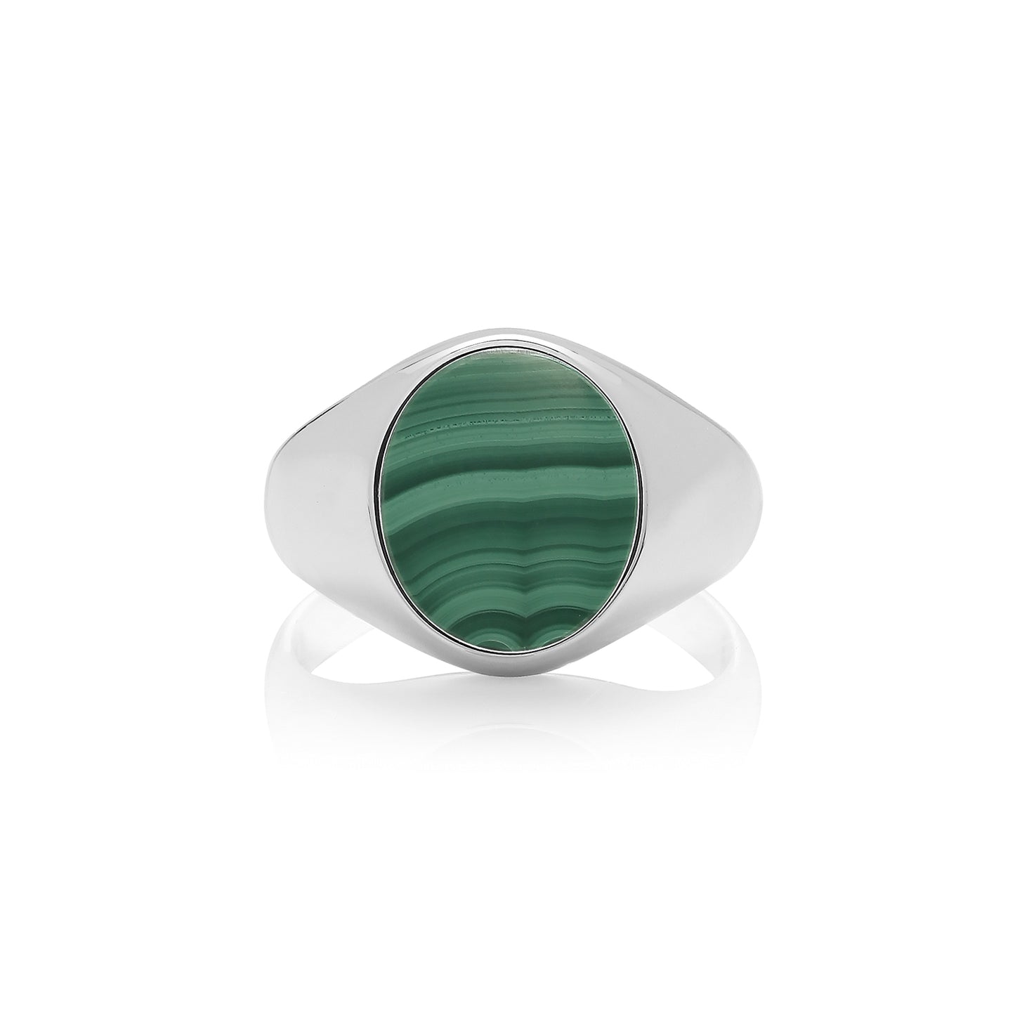 925 Sterling Silver Oval Malachite Signet Ring