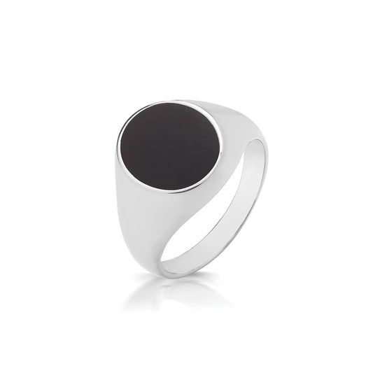 925 Sterling Silver Oval Onyx Signet Ring