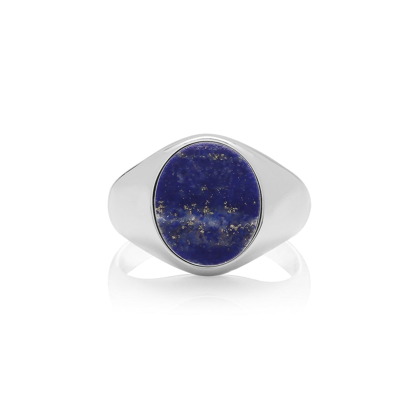 925 Sterling Silver Oval Lapis Signet Ring