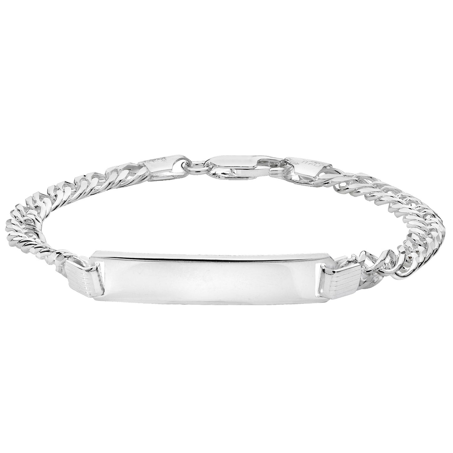 925 Sterling Silver Ladies Double Curb ID Bracelet