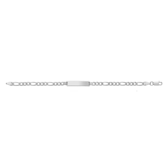 925 Sterling Silver Ladies 3mm Figaro ID Bracelet