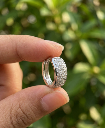 925 Sterling Silver 14mm Diamond Huggie Round Shape Earring
