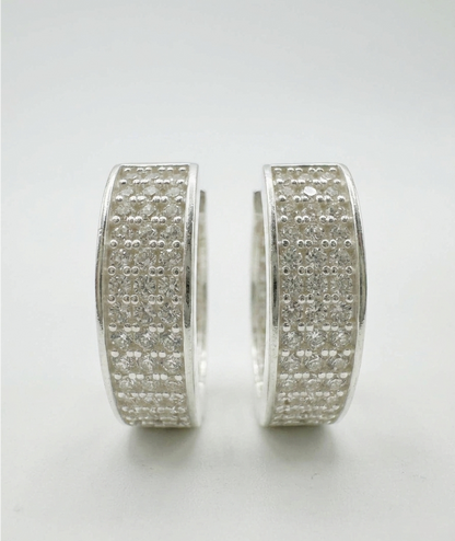 925 Sterling Silver 15mm Diamond Huggie Earring
