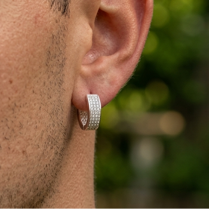 925 Sterling Silver 15mm Diamond Huggie Earring