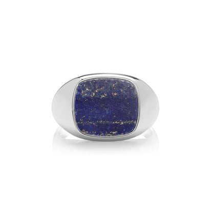 925 Sterling Silver Square Lapis Signet Ring