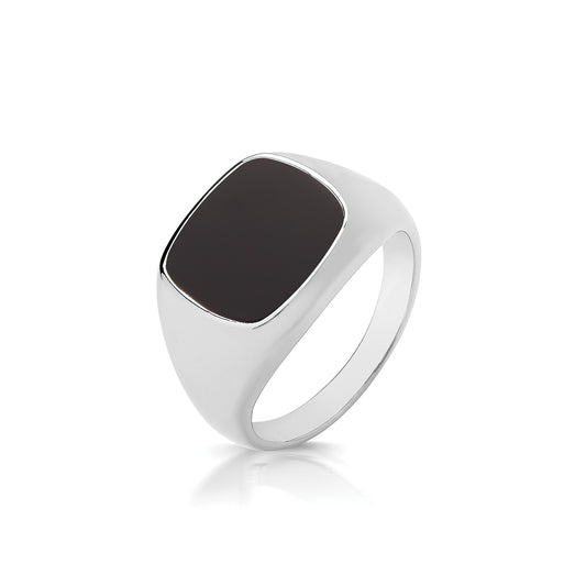 925 Sterling Silver Square Onyx Signet Ring