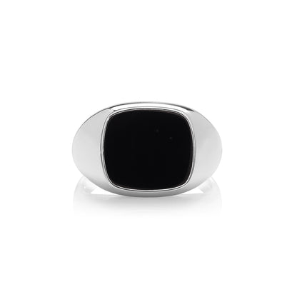 925 Sterling Silver Square Onyx Signet Ring