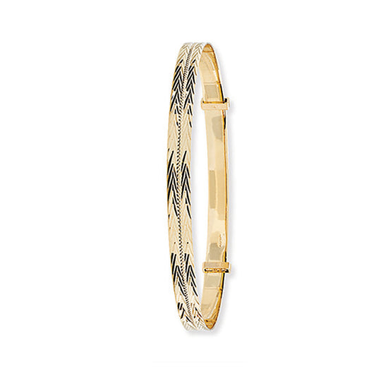 9ct Yellow Gold Ladies 5MM Diamond Cut Expandable Bangle