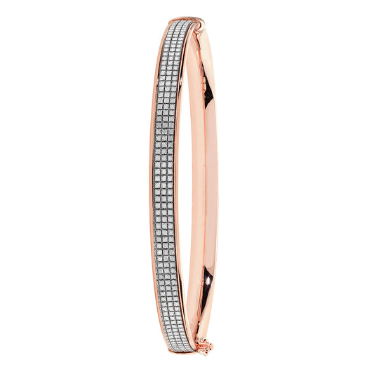 9ct Rose Gold Ladies 5MM Crystal Hinged Bangle