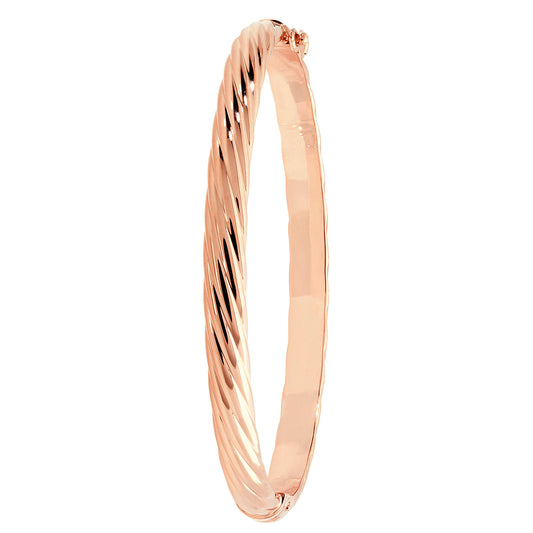 9ct Rose Gold Round 5MM Hinged Bangle