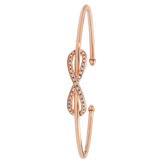 9ct Rose Gold Ladies Inifinity Open Hinged Bangle