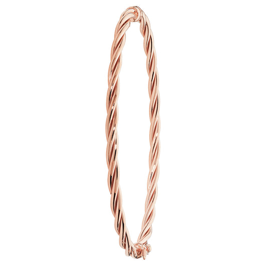 9ct Rose Gold Ladies Twisted 4mm Hinged Bangle