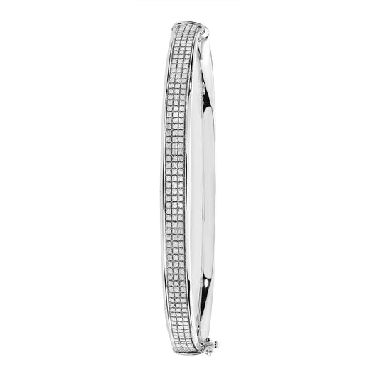 9ct White Gold 5MM Crystal Hinged Bangle