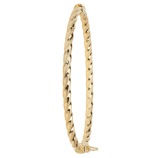 9ct Yellow Gold 4MM Diamond Cut Twisted Bangle