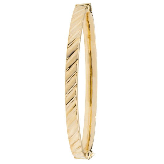 9ct Yellow Gold 5MM Diamond Cut Hinged Bangle