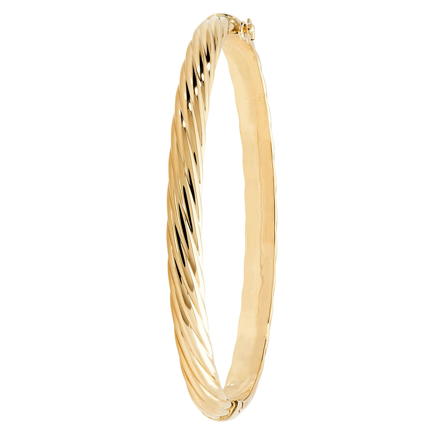 9ct Yellow Gold 5MM Round D/C Hinged Bangle