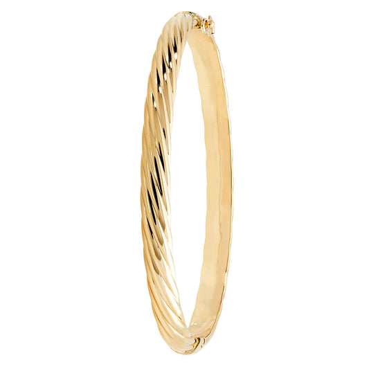 9ct Yellow Gold 5MM Round D/C Hinged Bangle