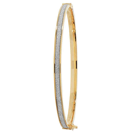 9ct Yellow Gold Ladies Moon Dust 4MM Hinged Bangle