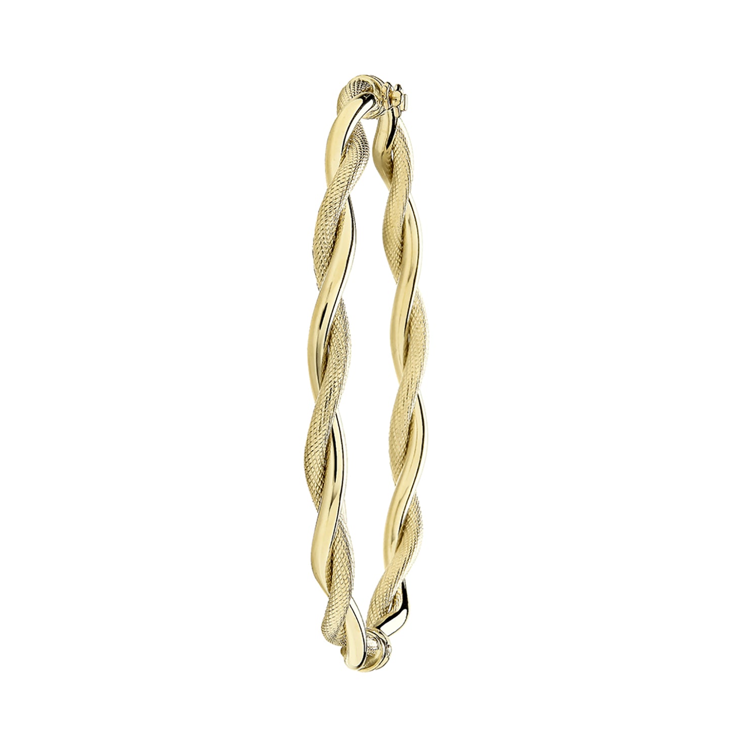 9ct Yellow Gold Ladies 5MM Twisted Hinged Bangle