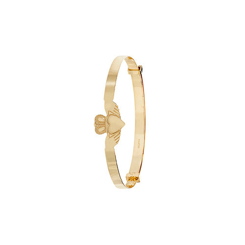9ct Gold Claddagh Baby Toddler Kids Bangle - jewellerysavers