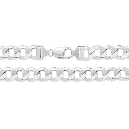 925 Sterling Silver Heavy Gent's Flat Curb Chain - jewellerysavers