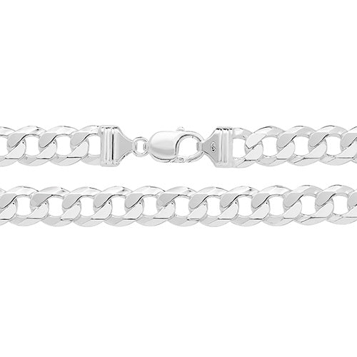 925 Sterling Silver Heavy Gent's Flat Curb Chain - jewellerysavers