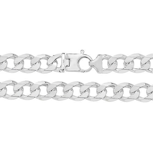 925 Sterling Silver Chunky Diamond Cut Gent's Curb Chain - jewellerysavers