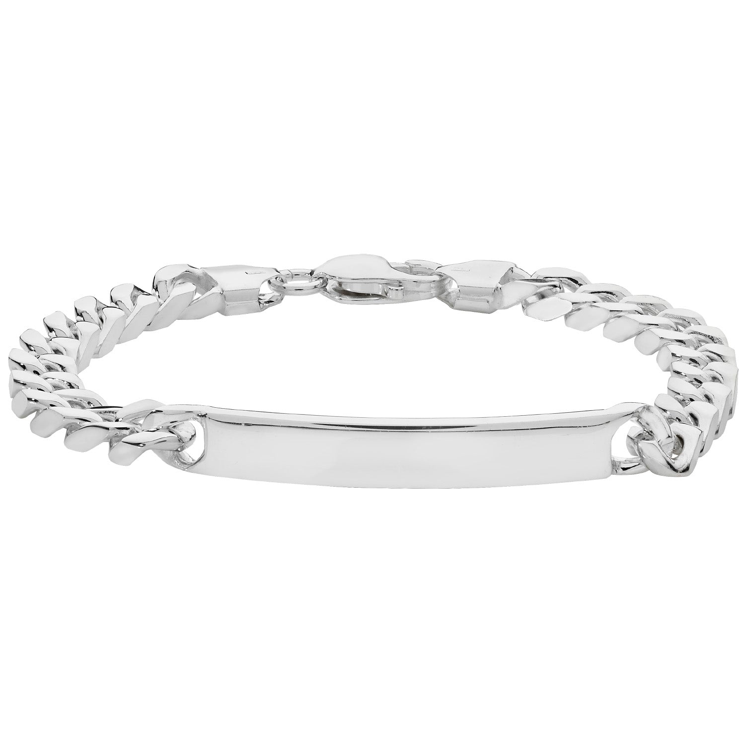 925 Sterling Silver Personalised Gent's Curb ID Bracelet - jewellerysavers