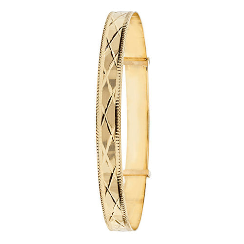 9ct Gold Ladies Diamond Cut Bangle - jewellerysavers
