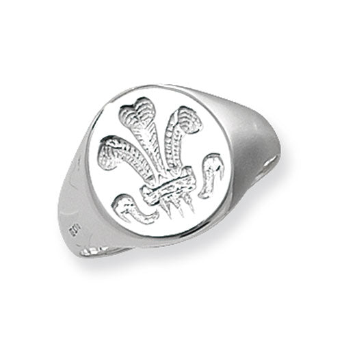 925 Sterling Silver Gent's Welsh Feathers Ring - jewellerysavers