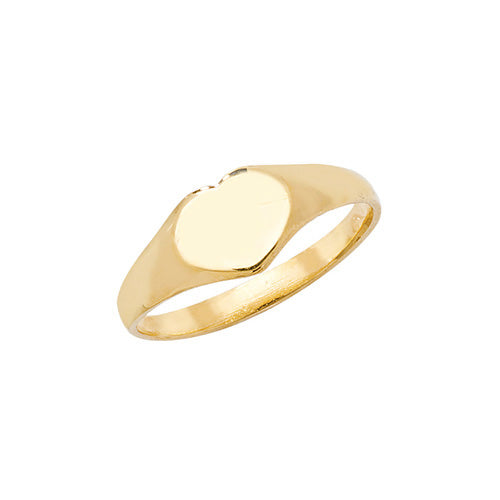 9ct Gold Baby's Plain Heart Signet Ring - jewellerysavers