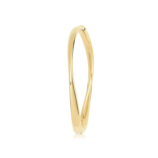 9ct Yellow Gold Ladies 6MM Half Twisted Bangle